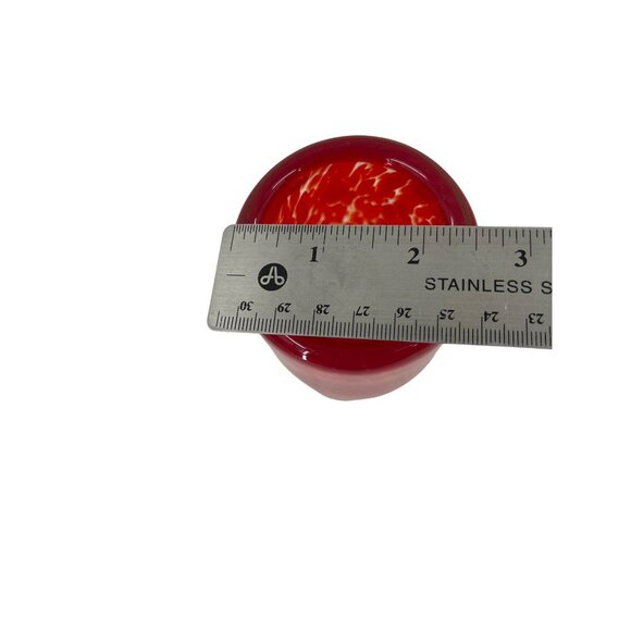 Handcrafted Red & Yellow Art Glass Vase With Abstract Design - Picture 4 of 8